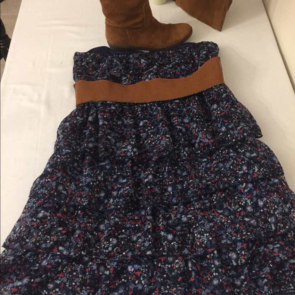 Deb 🌷Strapless Mini Dress Sz 12 Navy Print - Picture 6 of 8